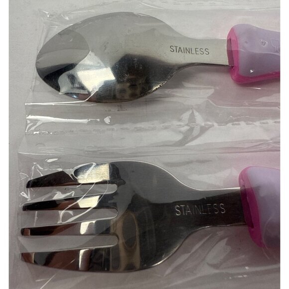 ZAK DESIGNS Minnie Mouse Pink Stainless Silverware Fork & Spoon Set New - Picture 5 of 5